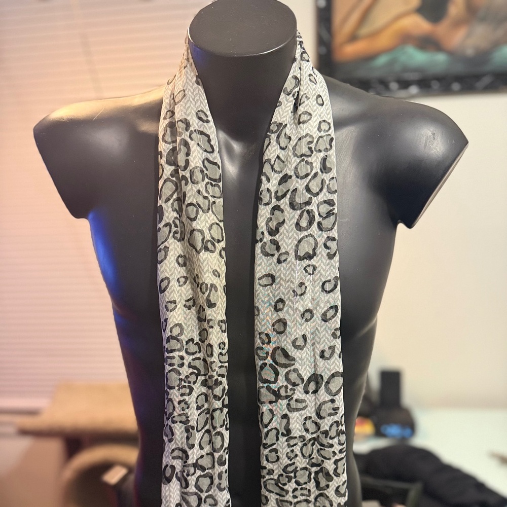 Black & White Leopard Print Scarf | Lightweight Statement Wrap